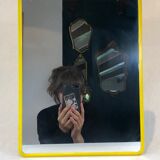 1970s mirror yellow plastic frame