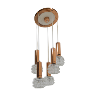 Mid-century copper and glass chandelier, 1970s