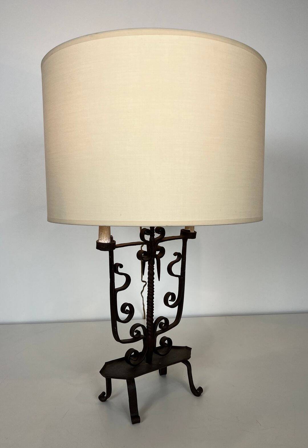 Wrought Iron Candelabrum with Six Lights, French Work, circa 1950