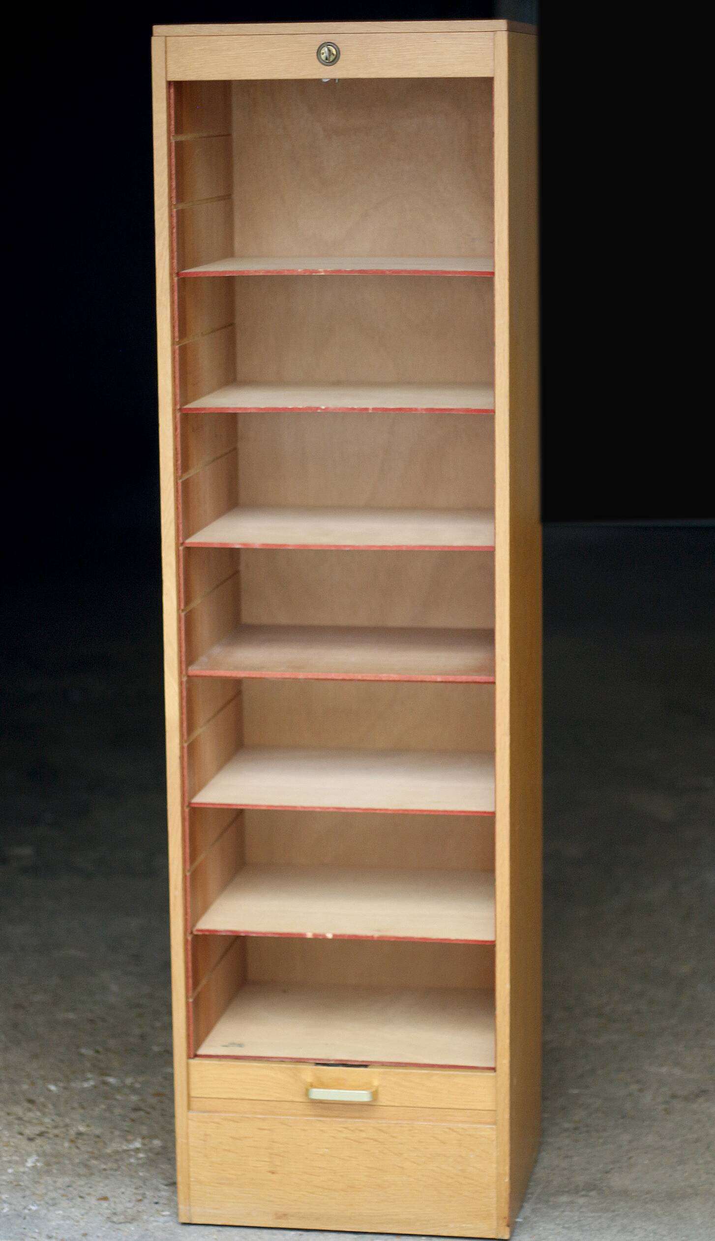 Notary's curtain cabinet in light oak (very good condition)