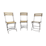Série de 3 chaises de jardin pliantes en bois et métal