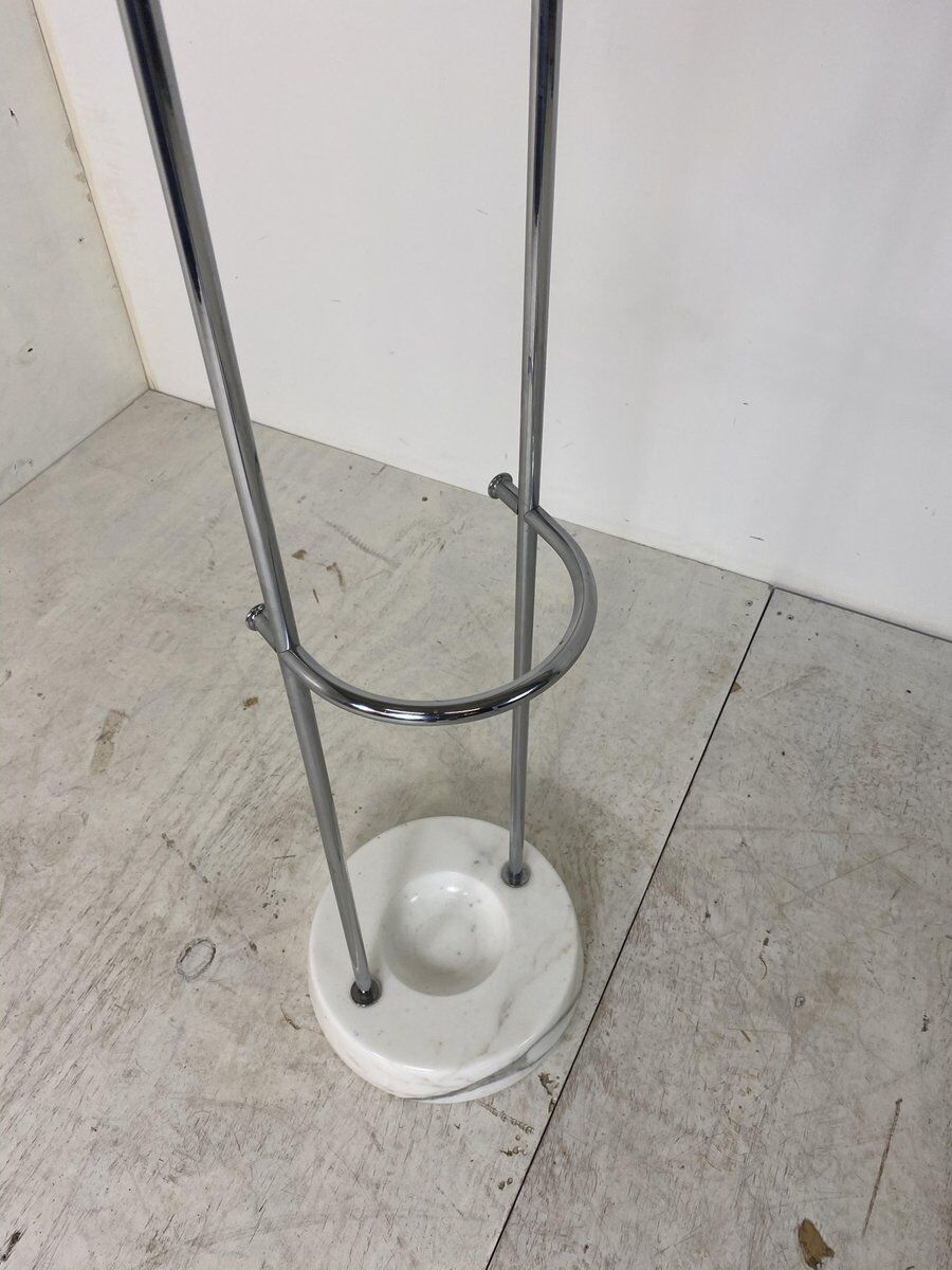 Vintage chromium and Carrara marble coat hanger Italy 1970s