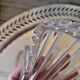 Art Deco style silver-plated metal and glass aperitif tray, 5 compartments.