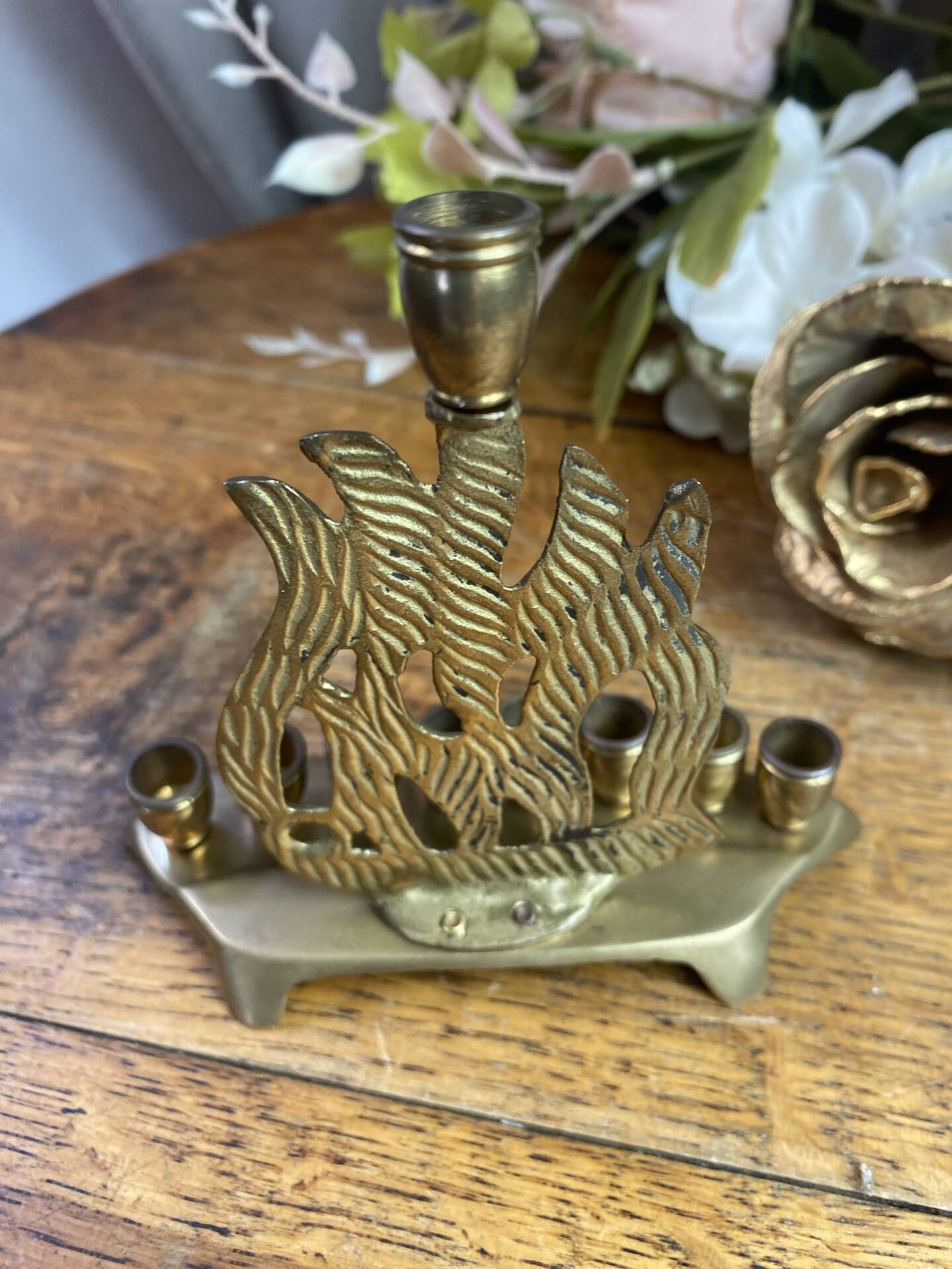 Chandelier, brass Hanukkah menorah