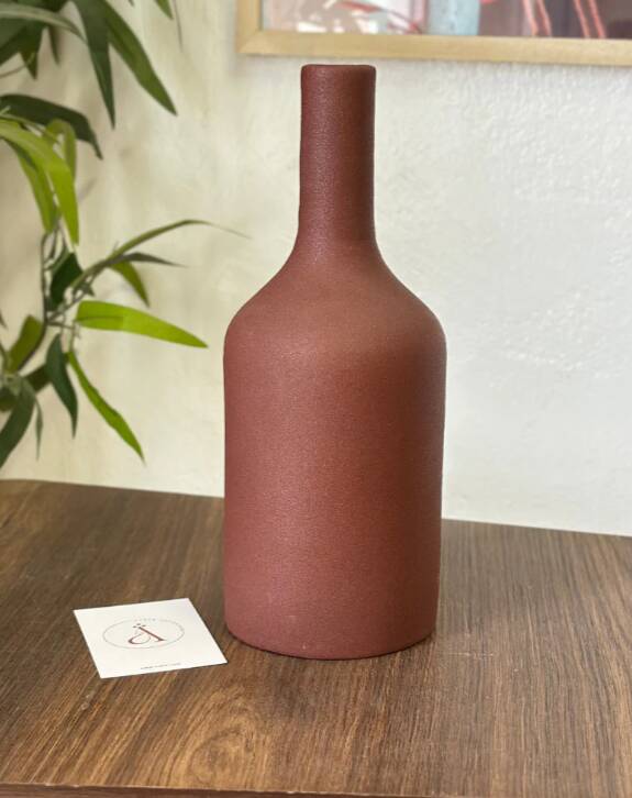 Iridescent brown bottle vase