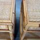 Pair of woven wicker and bamboo bedside tables, 70s/80s.