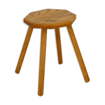 Brutalist oak stool, Sweden, 1950
