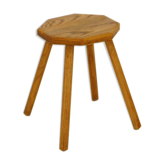 Brutalist oak stool, Sweden, 1950