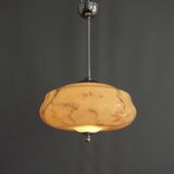 Suspension Art Déco, marbrée avec suspension chromée, années 1930