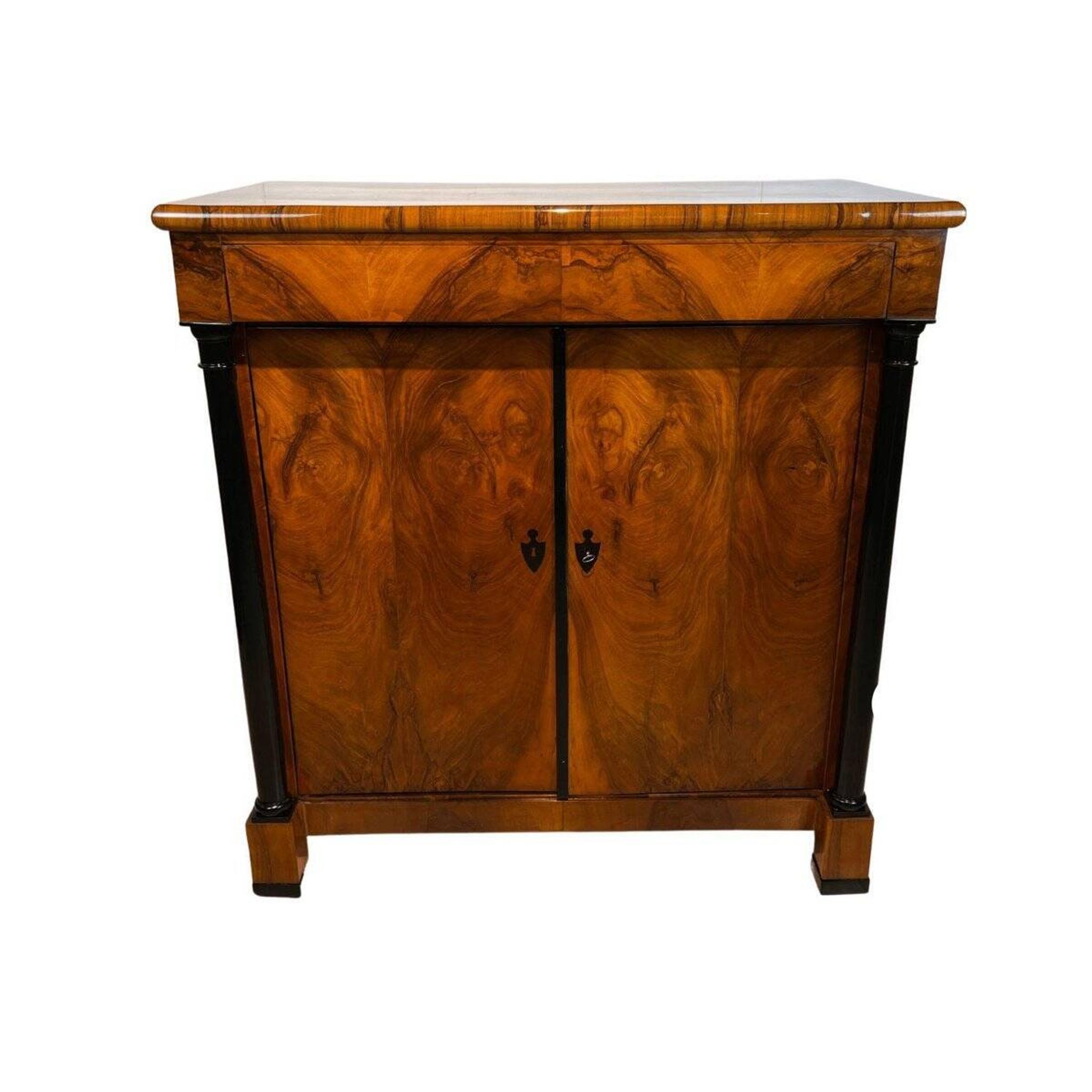 Large Biedermeier Half-Cabinet in Ebonized Walnut, South Germany, 1820