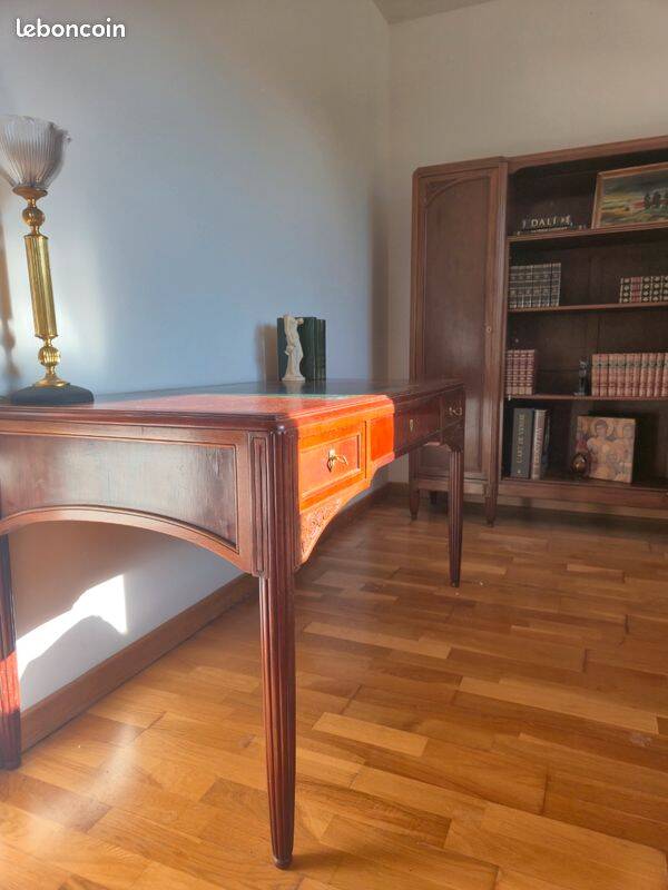 Antique Art Deco Desk Solid Oak - Leather Desk Mat - Cabinetmaker Quality