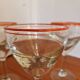 Set of 4 Blown Glass Bistro Glasses with Red Rim