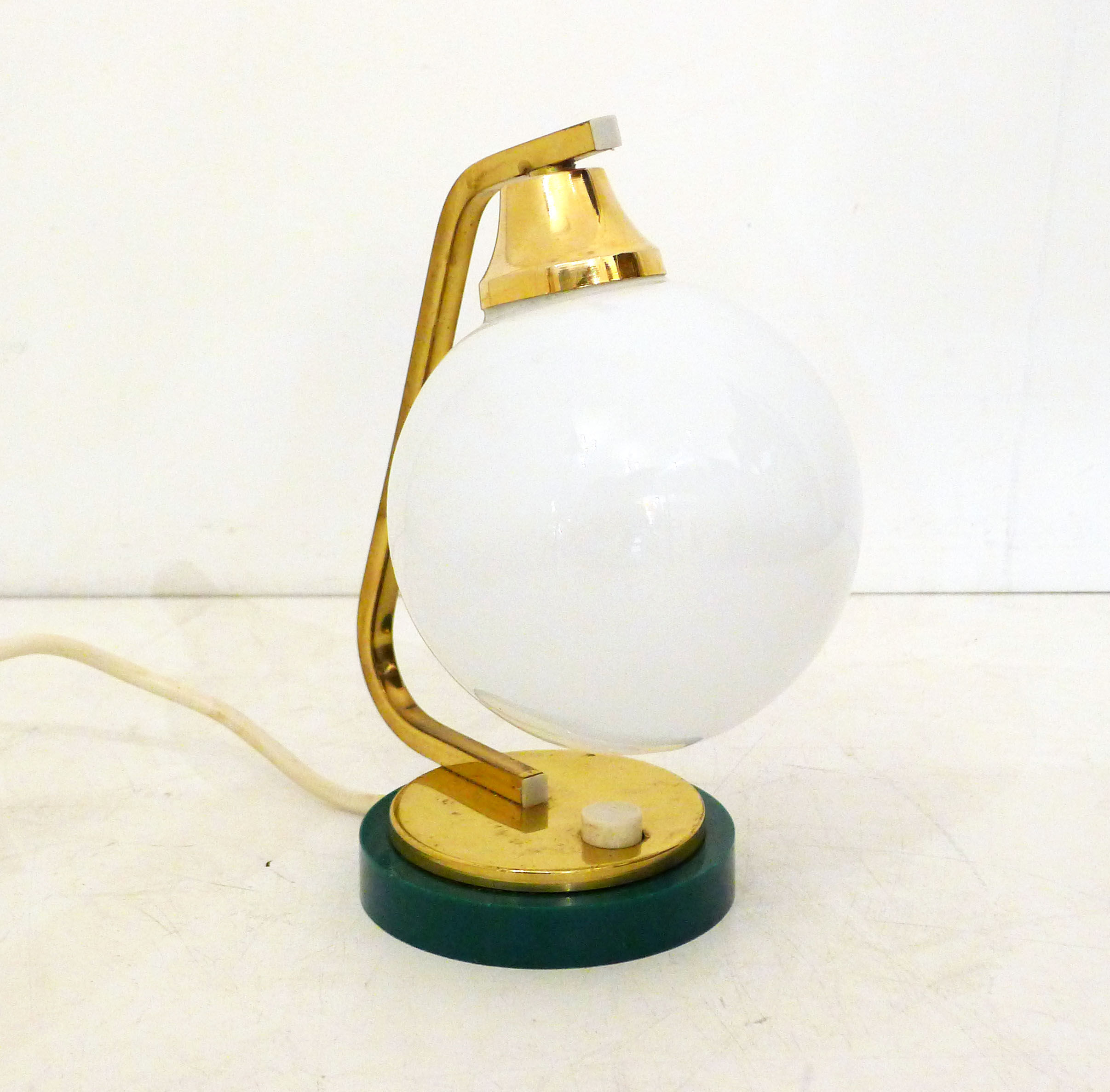 Golden lamp & opal globe