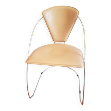 Chrome and leather chair Linda by Arrben