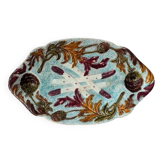 Late 19th century asparagus and artichoke serving dish in slip