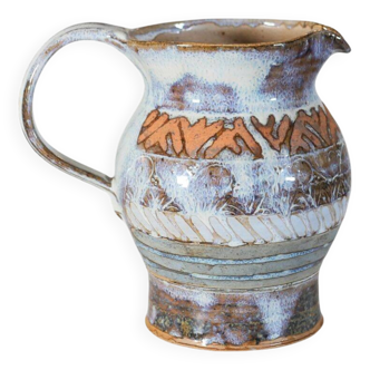 Enameled chamotte stoneware jug by Catherine Allouin