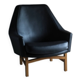 IB Kofod-Larsen leather oak easy chair | OPE Sweden | 1960s