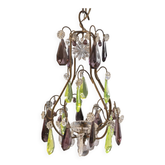 Small crystal boudoir chandelier - 1 light Bobeche signed Baccarat Epoque