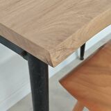 Table bistrot tolix T55 plateau chêne massif