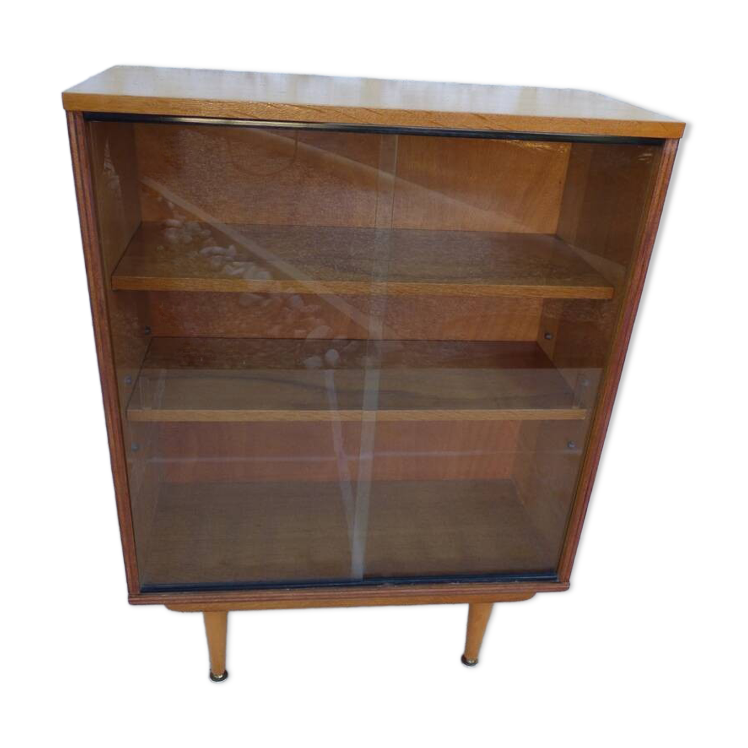 Storage unit, display cabinet with sliding glass doors, Scandinavian style