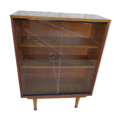 Meuble de rangement, vitrine à portes vitrées coulissantes, esprit scandina