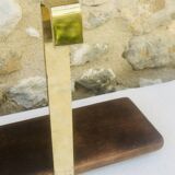 Vintage brass and wood hanging wall shelf