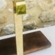 Vintage brass and wood hanging wall shelf