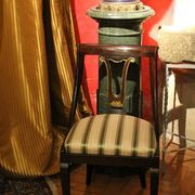18th Century French Directoire Mahogany Chairs with Silk Blend Upholster Fabric, Set of 4