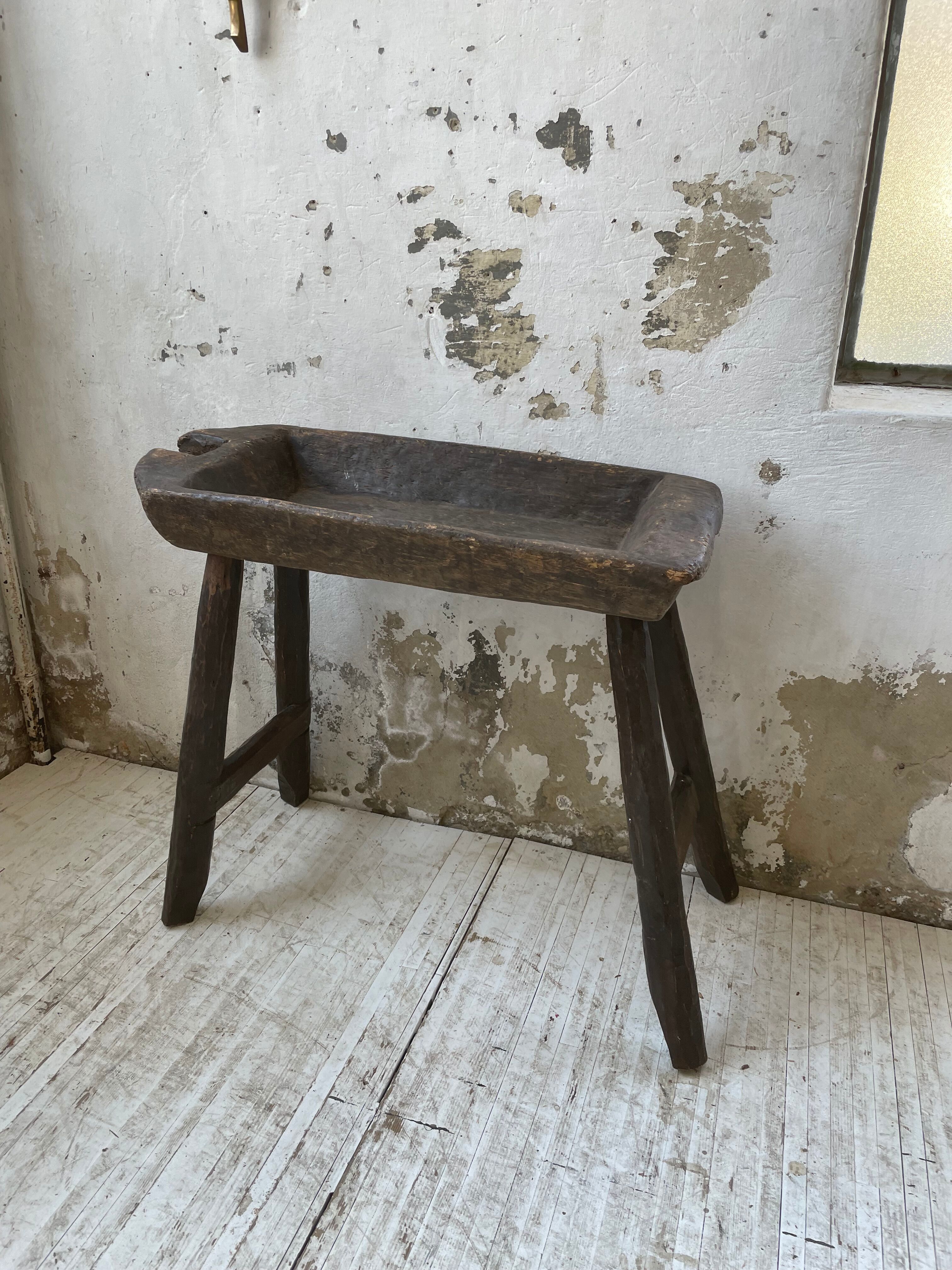Brutalist solid wood console