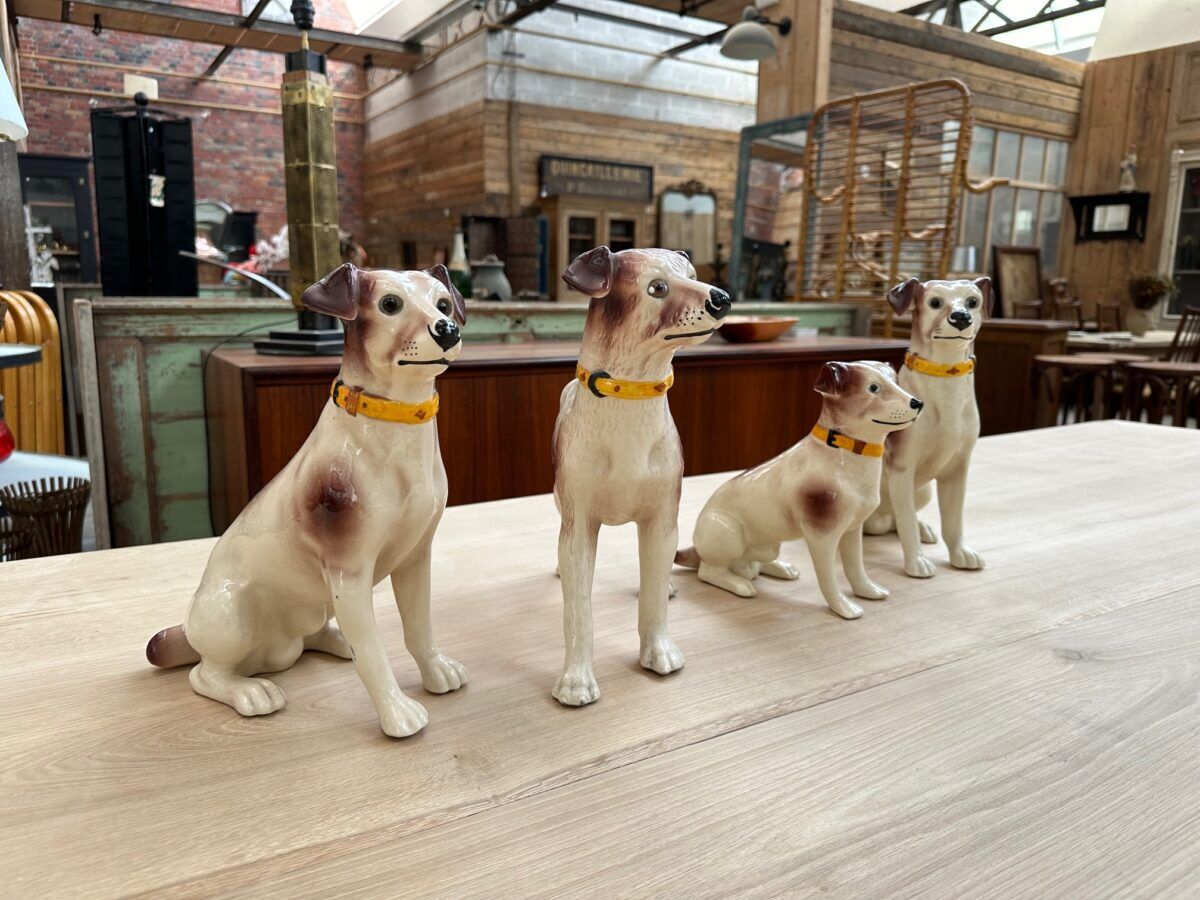 Series of ceramic dogs from Desvres