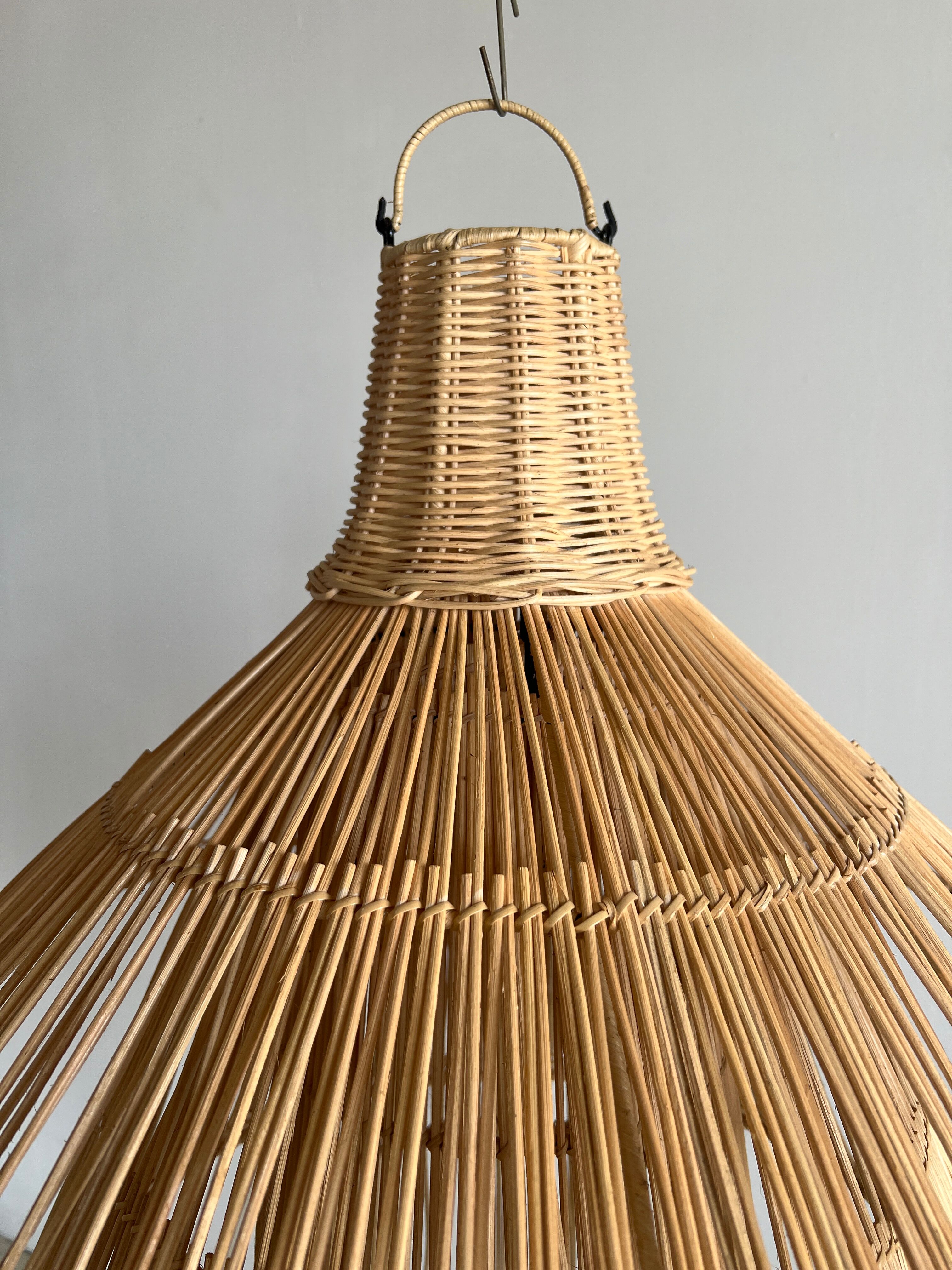 Rattan pendant lamp or light in the shape of an Asian lantern