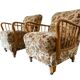 Set of 2 vintage wooden armchairs / club chairs