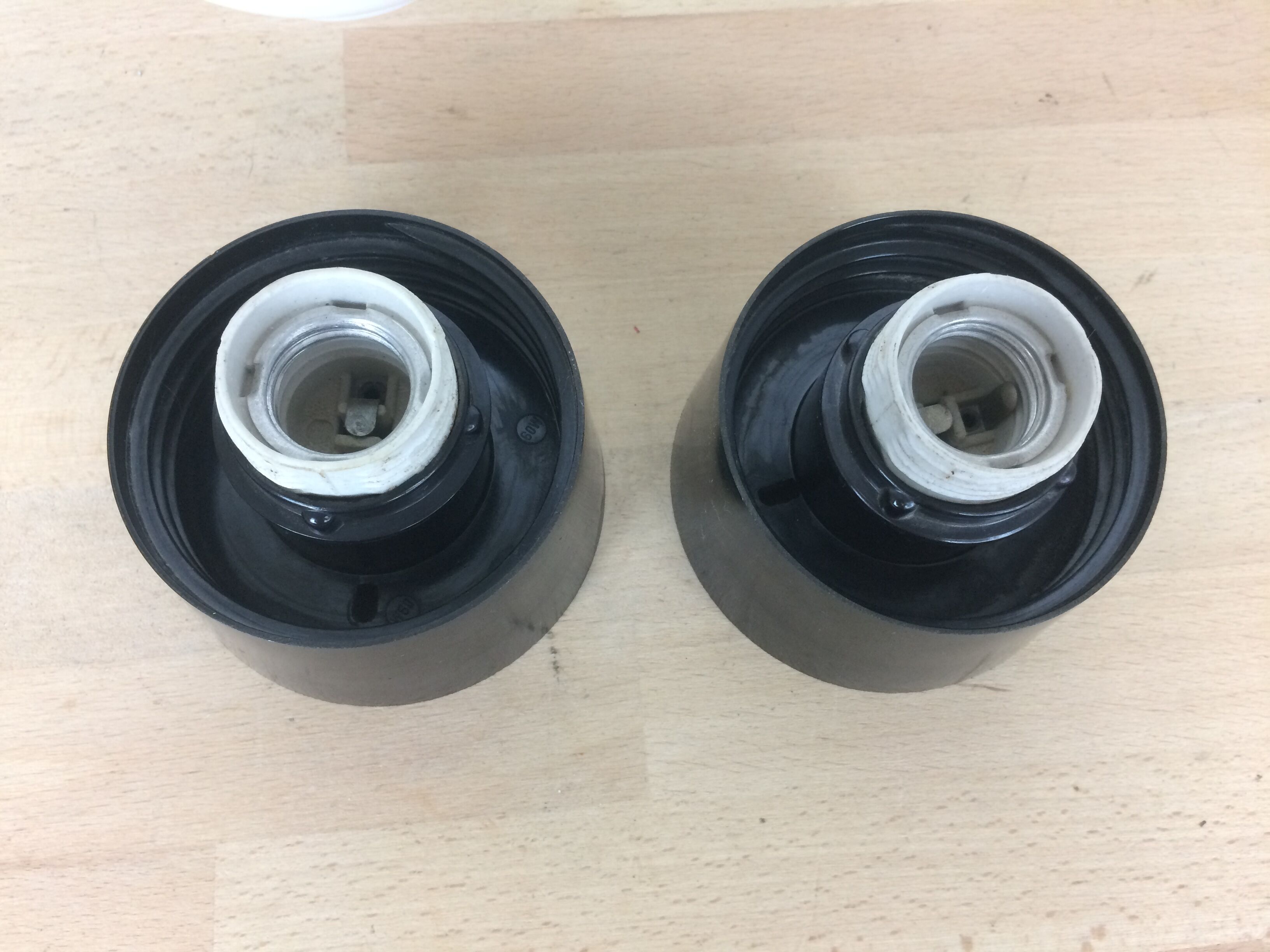 Pair of opaline globe and bakelite wall lamps RZB Leuchten