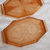 Set of 3 orange glass trays