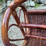 Vintage 70s varnished rattan magazine rack