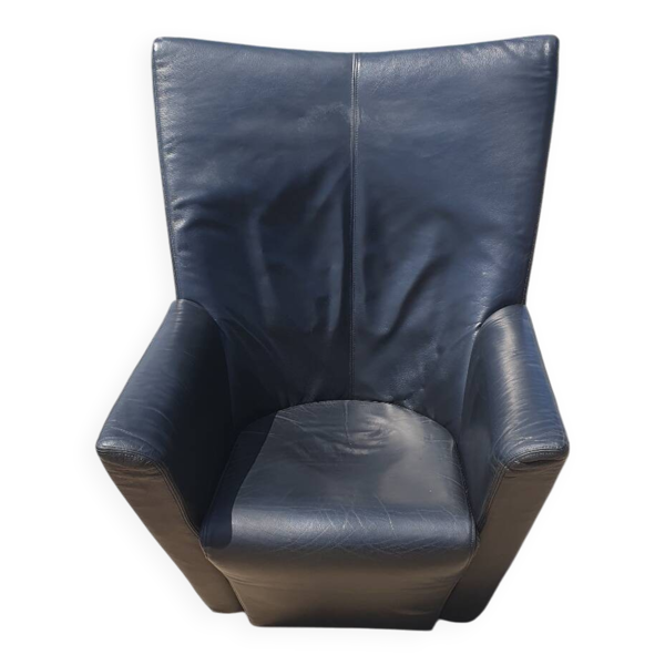 Fauteuil vintage cuir noir Armilla Arflex Burkhard Voghterr