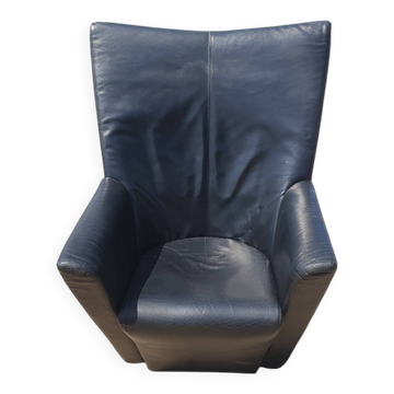 Fauteuil vintage cuir noir Armilla Arflex Burkhard Voghterr
