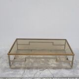 Rectangular coffee table in brass and chromed metal 1970 design