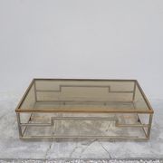 Table basse rectangulaire en laiton et métal chromé 1970 design