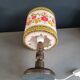 Bedside lamp with turned wooden base and floral shade - Ref 957