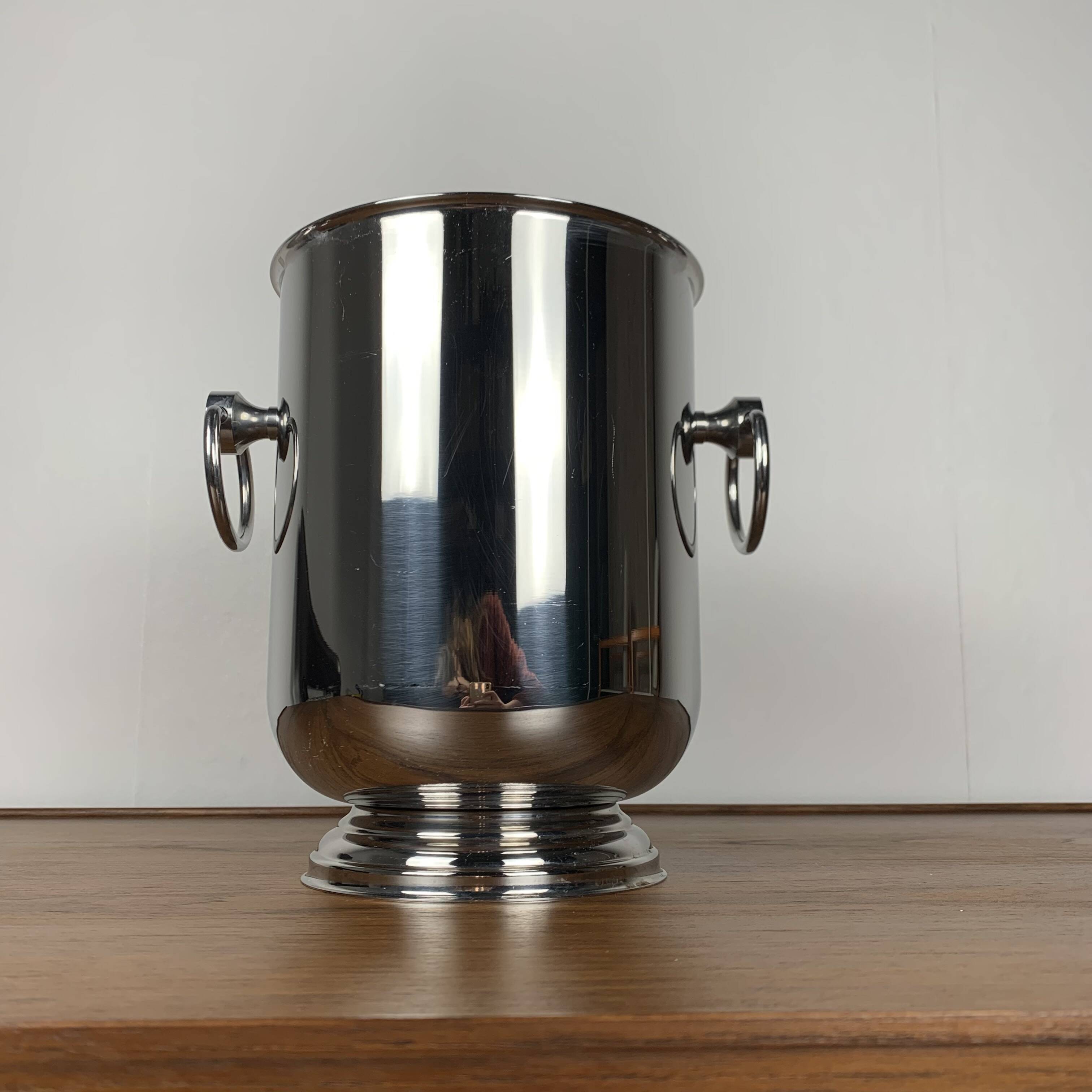 Sceau à champagne en inox Jean couzon, 1970