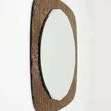 Crystal Art Sculpted Textured Wall Mirror Gold Bronze Mid-Century, Italy, 1960s
