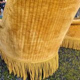 Set of toad armchairs and vintage yellow ottoman