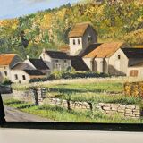 Oil on Canvas Painting of a Burgundian Village signed Blayo