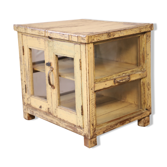 Ancient Burmese teak tribal pantry with original ecru patina