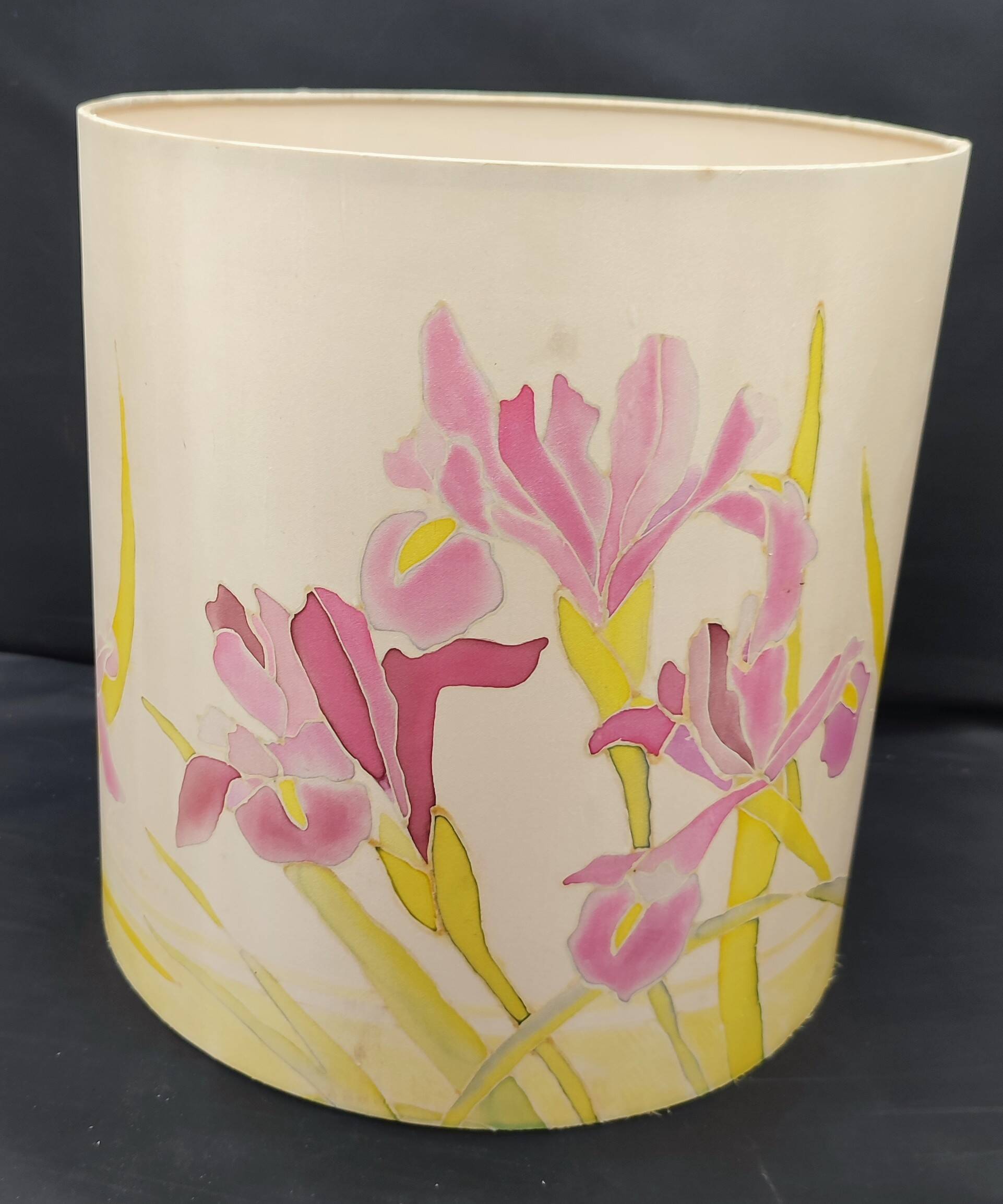 Hand-painted silk art lampshade Decor Iris Signed piece