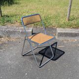 Folding chair in cane and chromed steel Vintage