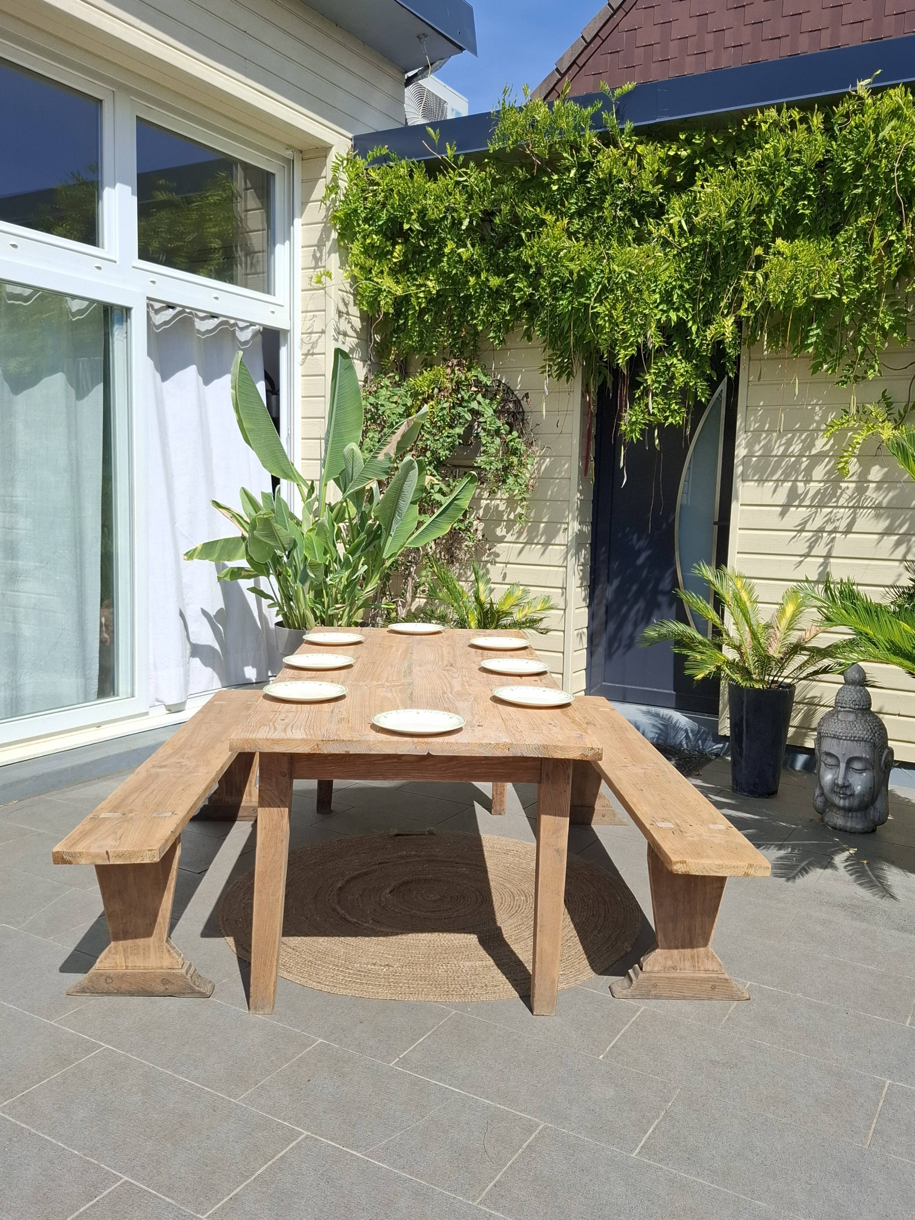 Table de ferme et ses 2 bancs
