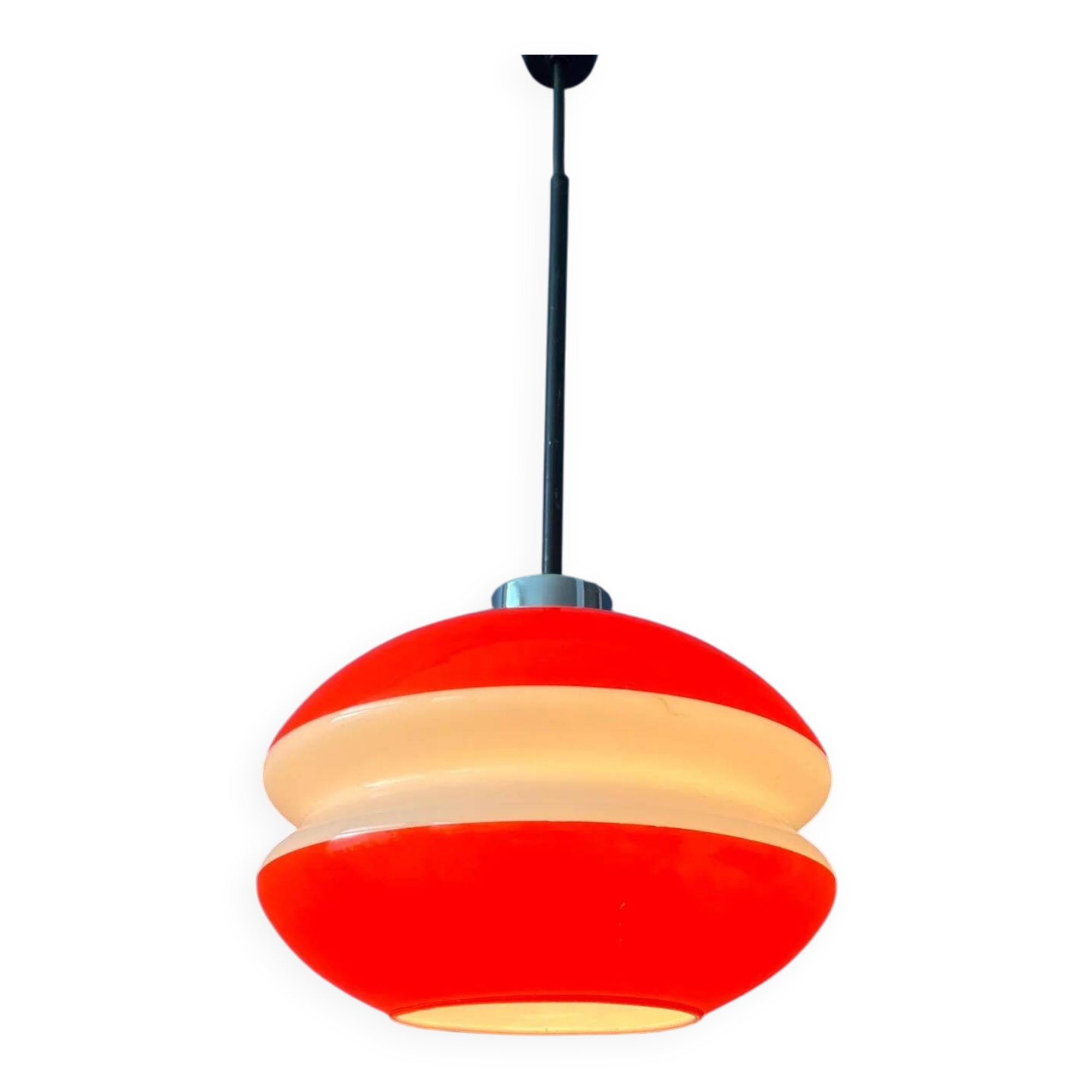 Peill & Putzler vintage orange glass pendant lamp
