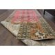 Vintage Turkish Oushak Handmade Wool Cotton Pink Runner Rug 96x242